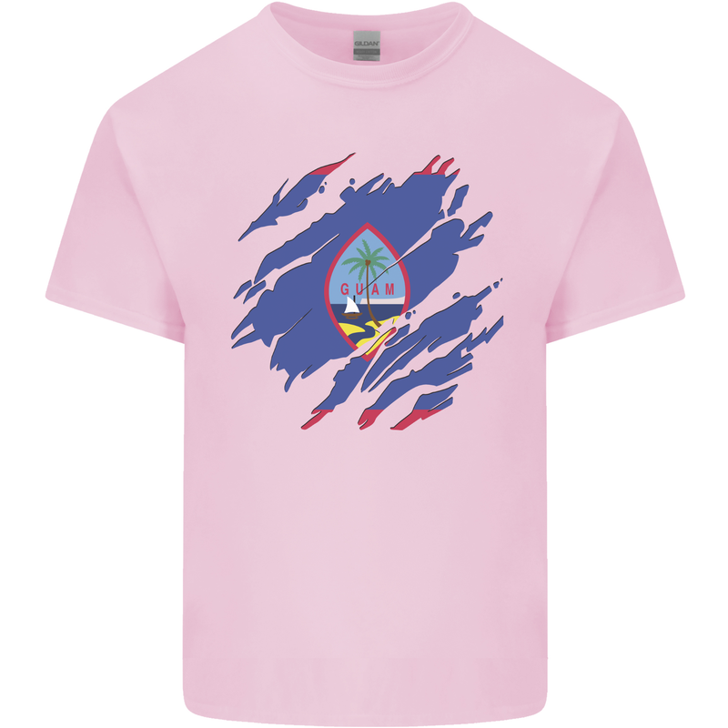 Torn Flag Guam Mens Cotton T-Shirt Tee Top Light Pink