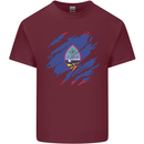 Torn Flag Guam Mens Cotton T-Shirt Tee Top Maroon