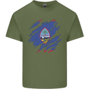 Torn Flag Guam Mens Cotton T-Shirt Tee Top Military Green