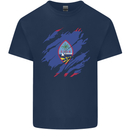 Torn Flag Guam Mens Cotton T-Shirt Tee Top Navy Blue
