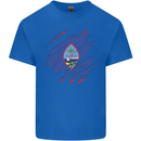 Torn Flag Guam Mens Cotton T-Shirt Tee Top Royal Blue