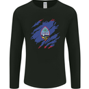 Torn Flag Guam Mens Long Sleeve T-Shirt Black