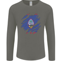 Torn Flag Guam Mens Long Sleeve T-Shirt Charcoal