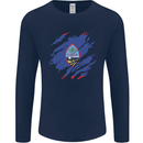 Torn Flag Guam Mens Long Sleeve T-Shirt Navy Blue