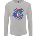 Torn Flag Guam Mens Long Sleeve T-Shirt Sports Grey