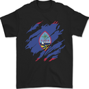 Torn Flag Guam Mens T-Shirt 100% Cotton Black