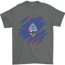 Torn Flag Guam Mens T-Shirt 100% Cotton Charcoal