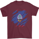 Torn Flag Guam Mens T-Shirt 100% Cotton Maroon