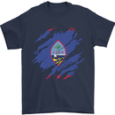 Torn Flag Guam Mens T-Shirt 100% Cotton Navy Blue