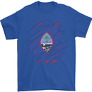 Torn Flag Guam Mens T-Shirt 100% Cotton Royal Blue
