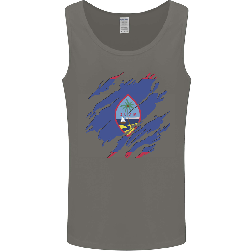 Torn Flag Guam Mens Vest Tank Top Charcoal