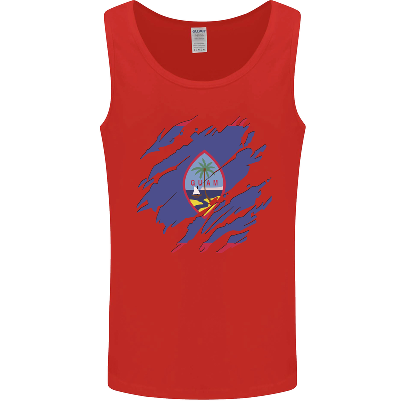 Torn Flag Guam Mens Vest Tank Top Red