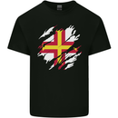 Torn Flag Guensey Mens Cotton T-Shirt Tee Top Black