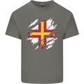 Torn Flag Guensey Mens Cotton T-Shirt Tee Top Charcoal