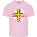 Torn Flag Guensey Mens Cotton T-Shirt Tee Top Light Pink