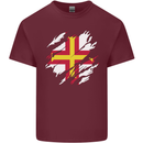 Torn Flag Guensey Mens Cotton T-Shirt Tee Top Maroon