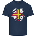 Torn Flag Guensey Mens Cotton T-Shirt Tee Top Navy Blue
