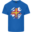 Torn Flag Guensey Mens Cotton T-Shirt Tee Top Royal Blue