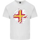 Torn Flag Guensey Mens Cotton T-Shirt Tee Top White