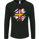 Torn Flag Guensey Mens Long Sleeve T-Shirt Black