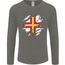 Torn Flag Guensey Mens Long Sleeve T-Shirt Charcoal