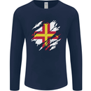 Torn Flag Guensey Mens Long Sleeve T-Shirt Navy Blue