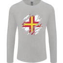 Torn Flag Guensey Mens Long Sleeve T-Shirt Sports Grey