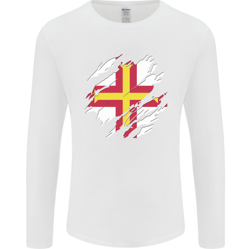 Torn Flag Guensey Mens Long Sleeve T-Shirt White