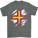 Torn Flag Guensey Mens T-Shirt 100% Cotton Charcoal