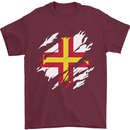 Torn Flag Guensey Mens T-Shirt 100% Cotton Maroon