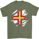 Torn Flag Guensey Mens T-Shirt 100% Cotton Military Green