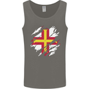 Torn Flag Guensey Mens Vest Tank Top Charcoal