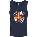 Torn Flag Guensey Mens Vest Tank Top Navy Blue