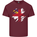 Torn Flag Herm Mens Cotton T-Shirt Tee Top Maroon