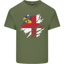 Torn Flag Herm Mens Cotton T-Shirt Tee Top Military Green