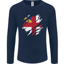 Torn Flag Herm Mens Long Sleeve T-Shirt Navy Blue