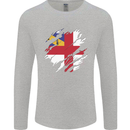 Torn Flag Herm Mens Long Sleeve T-Shirt Sports Grey