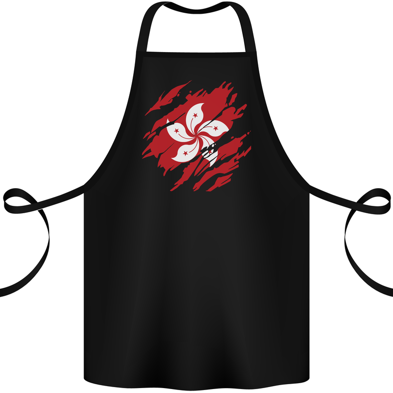 Torn Flag Hong Kong Cotton Apron 100% Organic Black