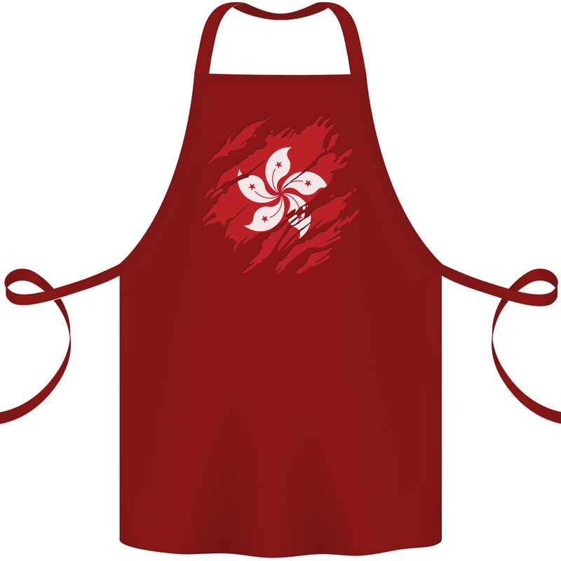 Torn Flag Hong Kong Cotton Apron 100% Organic Maroon