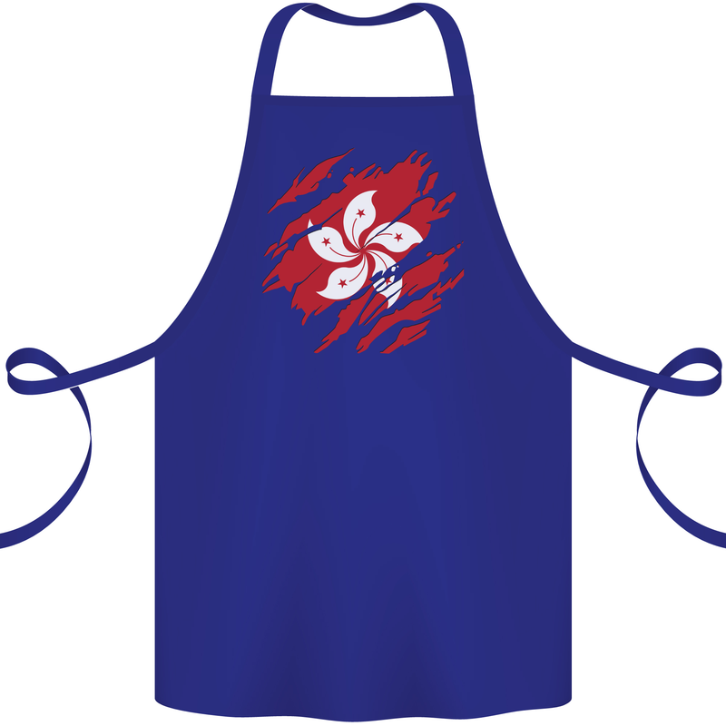 Torn Flag Hong Kong Cotton Apron 100% Organic Royal Blue