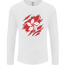 Torn Flag Hong Kong Mens Long Sleeve T-Shirt White