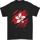 Torn Flag Hong Kong Mens T-Shirt 100% Cotton Black