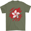 Torn Flag Hong Kong Mens T-Shirt 100% Cotton Military Green