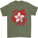 Torn Flag Hong Kong Mens T-Shirt 100% Cotton Military Green