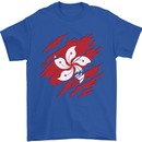 Torn Flag Hong Kong Mens T-Shirt 100% Cotton Royal Blue
