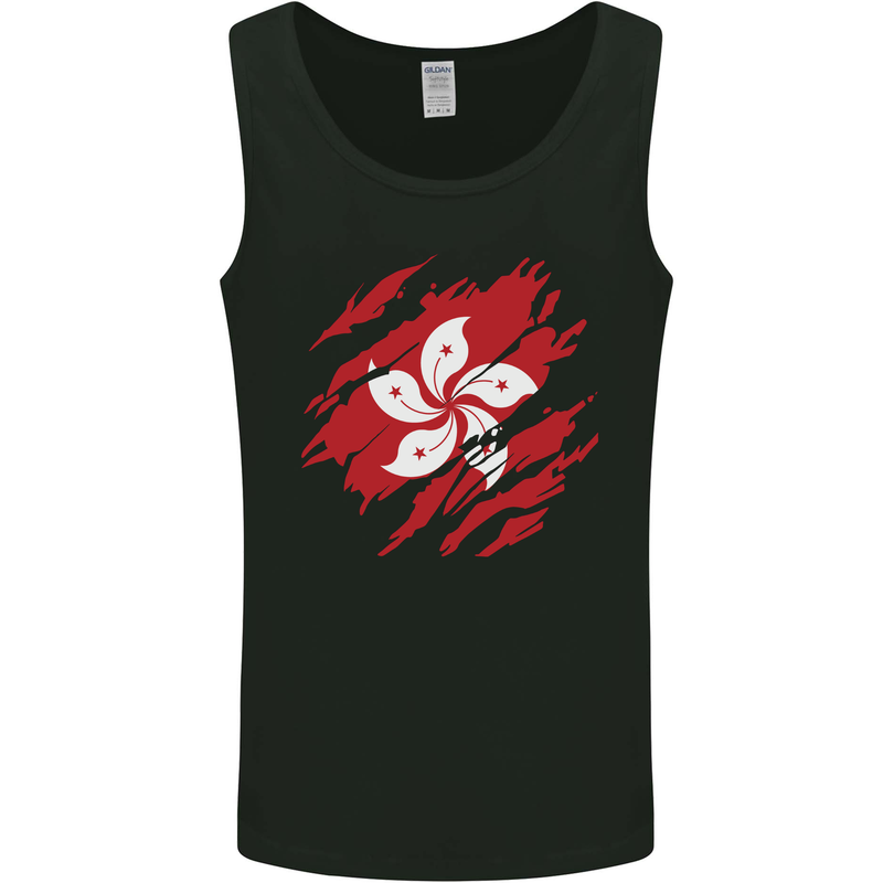 Torn Flag Hong Kong Mens Vest Tank Top Black