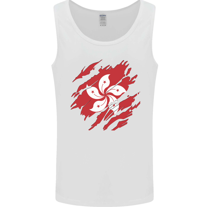 Torn Flag Hong Kong Mens Vest Tank Top White