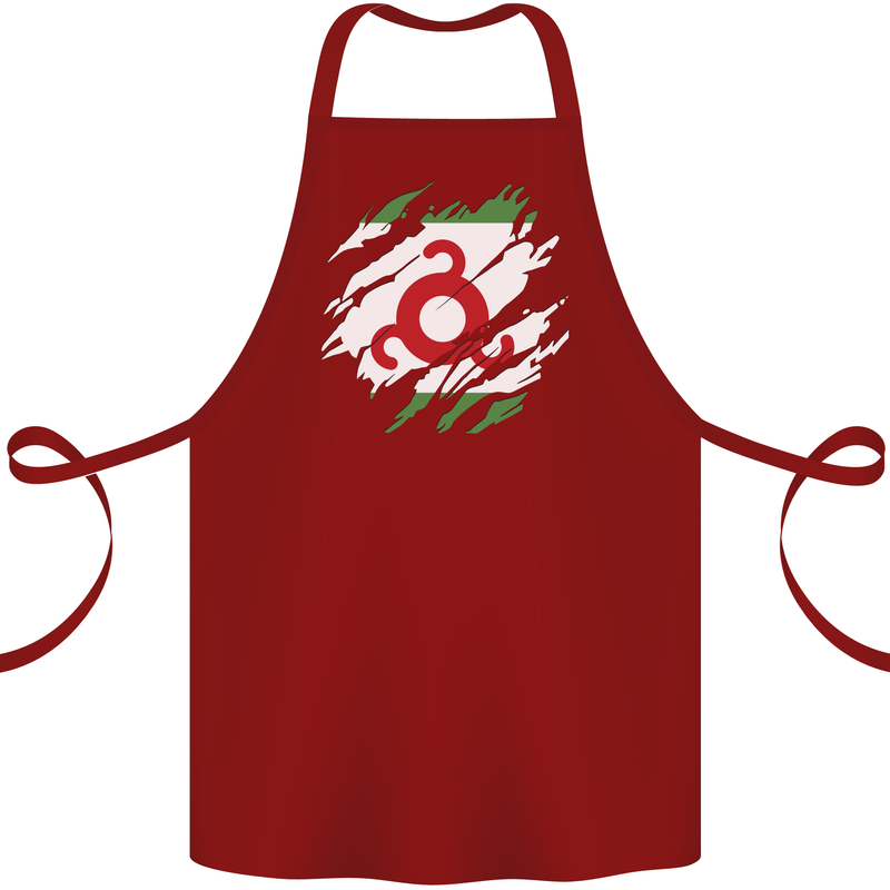 Torn Flag Ingushetia Cotton Apron 100% Organic Maroon
