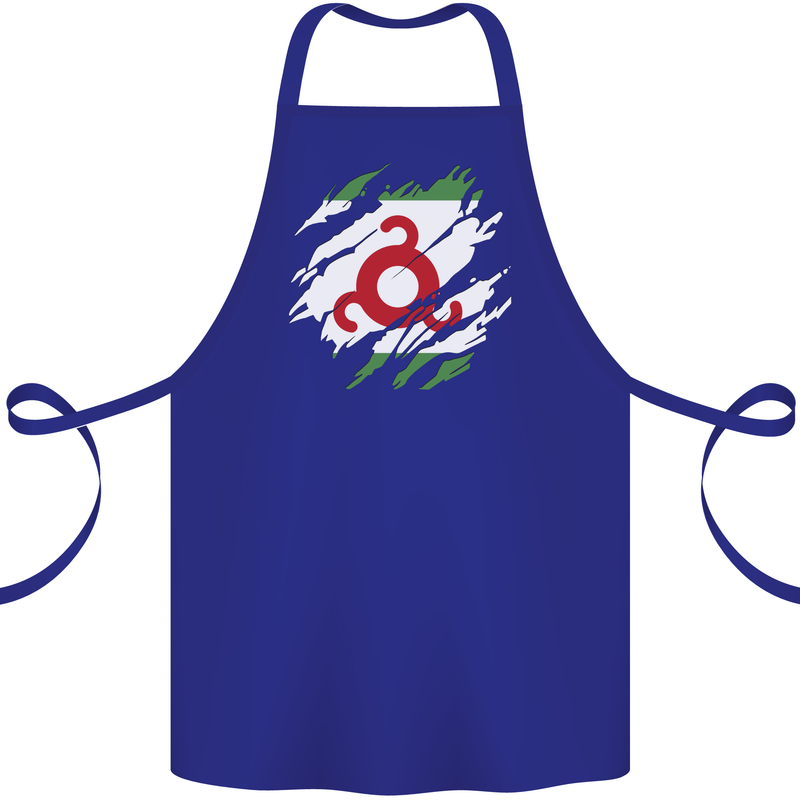 Torn Flag Ingushetia Cotton Apron 100% Organic Royal Blue