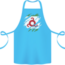 Torn Flag Ingushetia Cotton Apron 100% Organic Turquoise